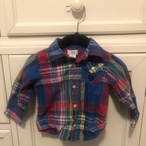 Chaps 6M Shirt Button Down Red/Blue/Green Plaid